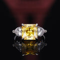 Korean Princess Square Four Prong Pink Crystal Ring For Women, Light Luxury Zircon Color Gem Finger Ring view 2