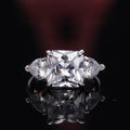 Korean Princess Square Four Prong Pink Crystal Ring For Women, Light Luxury Zircon Color Gem Finger Ring view 6