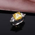 Korean Princess Square Four Prong Pink Crystal Ring For Women, Light Luxury Zircon Color Gem Finger Ring view 3