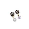 Silver Needle Rose Flower Earrings, Vintage French Pearl Asymmetric Camellia Stud Earrings view 5