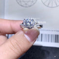 White Gold Plated Heart V Shape Full Zircon Women Ring, New European American Fashion Jewelry view 5
