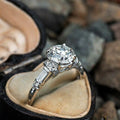 Four Prong Zircon Engagement Ring For Women, Simulated Diamond Bridal Wedding Finger Ring view 2