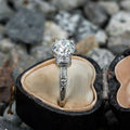 Four Prong Zircon Engagement Ring For Women, Simulated Diamond Bridal Wedding Finger Ring view 3
