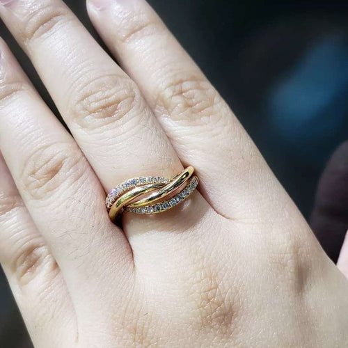 Korean Minimalist Girls Hand Jewelry Light Luxury Vintage Multi Layer Rhinestone Plain Index Ring