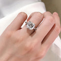 Classic Four Prong Square Zircon Wedding Ring For Women, European American Bridal Finger Jewelry view 2