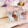 Light Luxury Cross Trapezoid Square Zircon Bow Stud Earrings, Sweet Versatile Women's Jewelry view 5