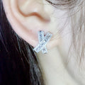 Light Luxury Cross Trapezoid Square Zircon Bow Stud Earrings, Sweet Versatile Women's Jewelry view 3