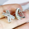 Light Luxury Cross Trapezoid Square Zircon Bow Stud Earrings, Sweet Versatile Women's Jewelry view 2