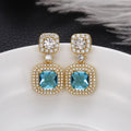 Light Luxury Geometric Square Drop Earrings For Women With Colorful Gemstone Design view 3