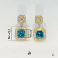 Light Luxury Geometric Square Drop Earrings For Women With Colorful Gemstone Design view 5