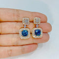 Light Luxury Geometric Square Drop Earrings For Women With Colorful Gemstone Design view 2