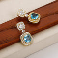 Light Luxury Geometric Square Drop Earrings For Women With Colorful Gemstone Design view 4