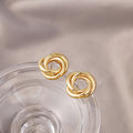 Elegant Gold Alloy Twisted Knot Hollow Geometric Studs, Polished Braided Hoop Statement Earrings view 3