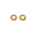 Elegant Gold Alloy Twisted Knot Hollow Geometric Studs, Polished Braided Hoop Statement Earrings view 5