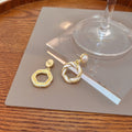 Elegant Pearl Stud Drop Alloy Enamel Geometric Round Hoop Pendant Sweet Summer Vintage Earrings view 4