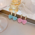 Elegant Gold Alloy Huggie Hoop Drops With Sparkling Crystal Rhinestone Candy Heart Charms Earrings view 1
