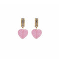 Elegant Gold Alloy Huggie Hoop Drops With Sparkling Crystal Rhinestone Candy Heart Charms Earrings view 5