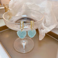 Elegant Gold Alloy Huggie Hoop Drops With Sparkling Crystal Rhinestone Candy Heart Charms Earrings view 2