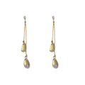 Korean Style Resin Teardrop Tassel Drop Earrings With Zircon Accents Long Minimalist Jewelry view 5