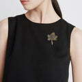 Alloy Hollow Rhinestone Leaf Brooch Pin For Fashion Apparel view 2