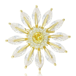 Copper Zircon Daisy Brooch Elegant Anti Exposure Dress Shirt Pin