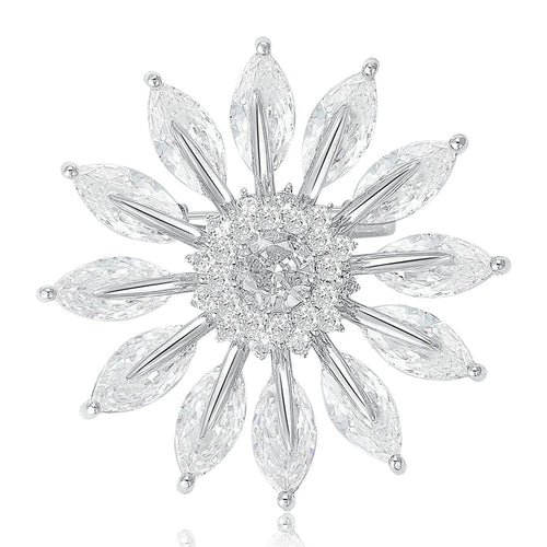 Copper Zircon Daisy Brooch Elegant Anti Exposure Dress Shirt Pin