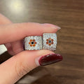 Korean Style Full Diamond Flower Huggie Earrings With Zircon Studs For Women Trendy Jewelry view 3