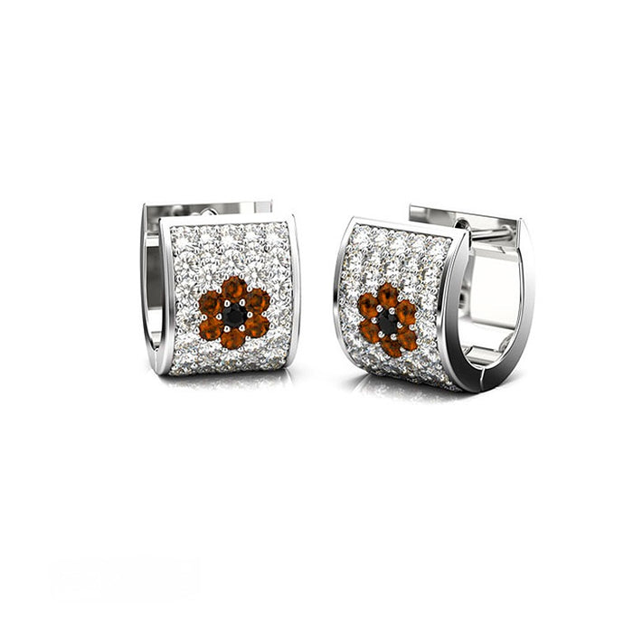 Korean Style Full Diamond Flower Huggie Earrings With Zircon Studs For Women Trendy Jewelry
