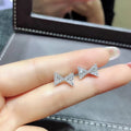 Micro Paved Zircon Bow Stud Earrings For Women, Niche Fairy Style Butterfly Knot Ear Jewelry view 3