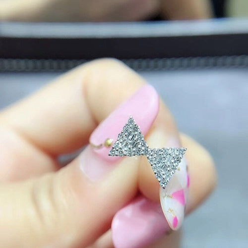 Micro Paved Zircon Bow Stud Earrings For Women, Niche Fairy Style Butterfly Knot Ear Jewelry