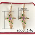 Creative Leaf Wrap Drip Oil Zircon Earrings For Women Cross Border Jewelry Ear Accessories view 5