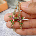 Creative Leaf Wrap Drip Oil Zircon Earrings For Women Cross Border Jewelry Ear Accessories view 2