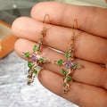 Creative Leaf Wrap Drip Oil Zircon Earrings For Women Cross Border Jewelry Ear Accessories view 4