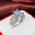 Four Prong Square Zircon Engagement Ring For Women Fashion OL Trendy Finger Jewelry view 4