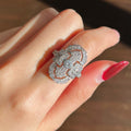Vintage Hollow Court Style Full Zircon Ring, Unique Unisex Rhinestone Finger Jewelry view 2