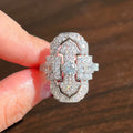Vintage Hollow Court Style Full Zircon Ring, Unique Unisex Rhinestone Finger Jewelry view 3