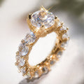 Minimalist Floral Meaning Simulated Diamond Wedding Ring For Women, Copper Zircon Jewelry view 3