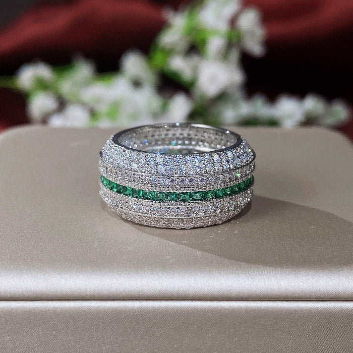 Light Luxury Color Contrast Zircon Ring Niche Fashion European Couple Finger Ring Jewelry