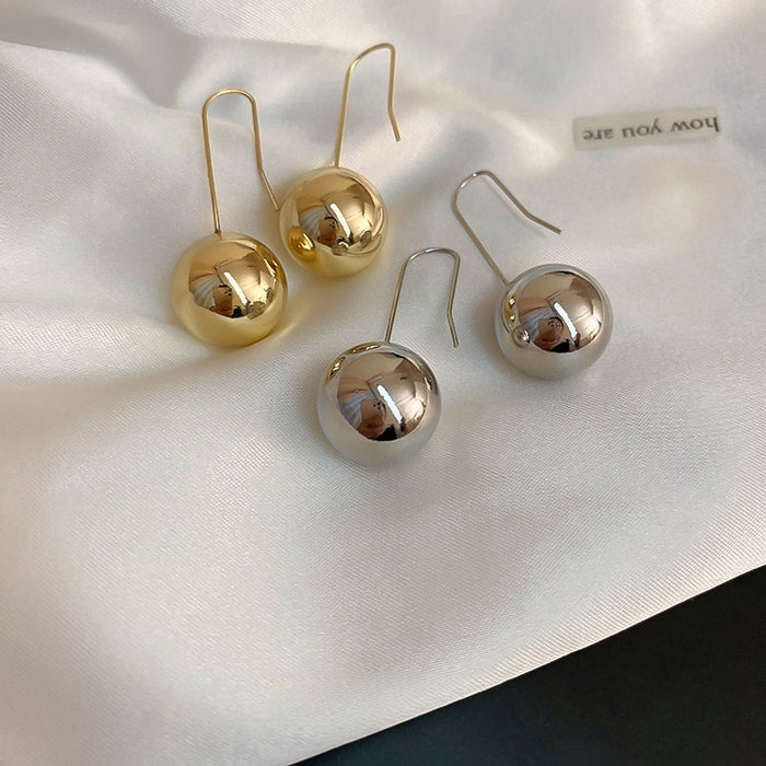 2026 New Trend Geometric Round Bead Metal Ear Hook Minimalist Style Earrings