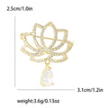 Copper Micro Pave Zircon Lotus Pendant Brooch Pin For Elegant Apparel view 6