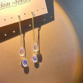 Elegant Gold Alloy Bowknot Square Crystal Rhinestone Tassel Drop Stud Hoop Earrings view 2