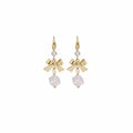 Elegant Gold Alloy Bowknot Square Crystal Rhinestone Tassel Drop Stud Hoop Earrings view 5