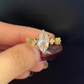 Gold Marquise Zircon Inlaid Wedding Ring European American Fashion Jewelry For Women view 1