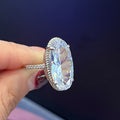 European Silver Minimalist Oval Zircon Women's Ring Luxury Bridal Wedding Hand Jewelry view 2