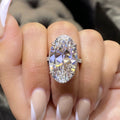 European Silver Minimalist Oval Zircon Women's Ring Luxury Bridal Wedding Hand Jewelry view 1