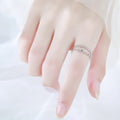 Stackable Lace Double Layer Zircon Ring For Women With Diamond Shape Hollow Flower Open Band view 3