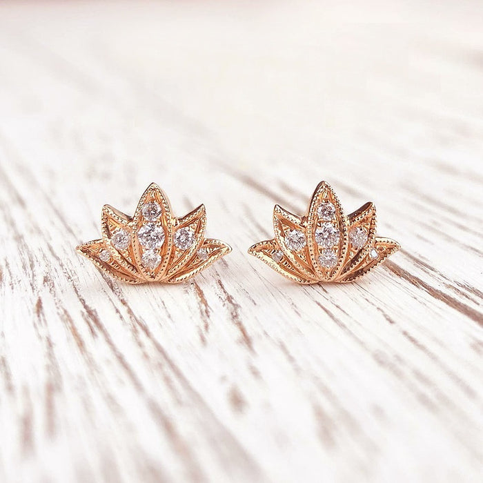 Trendy Mini Floral Stud Earrings, Delicate Small No Remove Sleep Ear Jewelry For Student Accessories