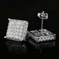 Hip Hop Square Stud Earrings In Copper With Micro Pave Zircon, Trendy Unisex Street Jewelry view 2