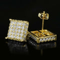Hip Hop Square Stud Earrings In Copper With Micro Pave Zircon, Trendy Unisex Street Jewelry view 1