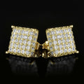 Hip Hop Square Stud Earrings In Copper With Micro Pave Zircon, Trendy Unisex Street Jewelry view 3